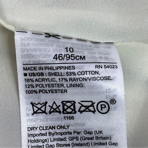 Banana Republic Striped Tweed Midi Skirt Fringe Trim Pencil Blue White Size 10 - Picture 12 of 13